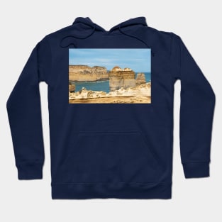 Limestone rocky outcrops at Loch Ard Gorge, Australia. Hoodie